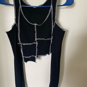 Black Asymmetrical Cut Out Tank Top